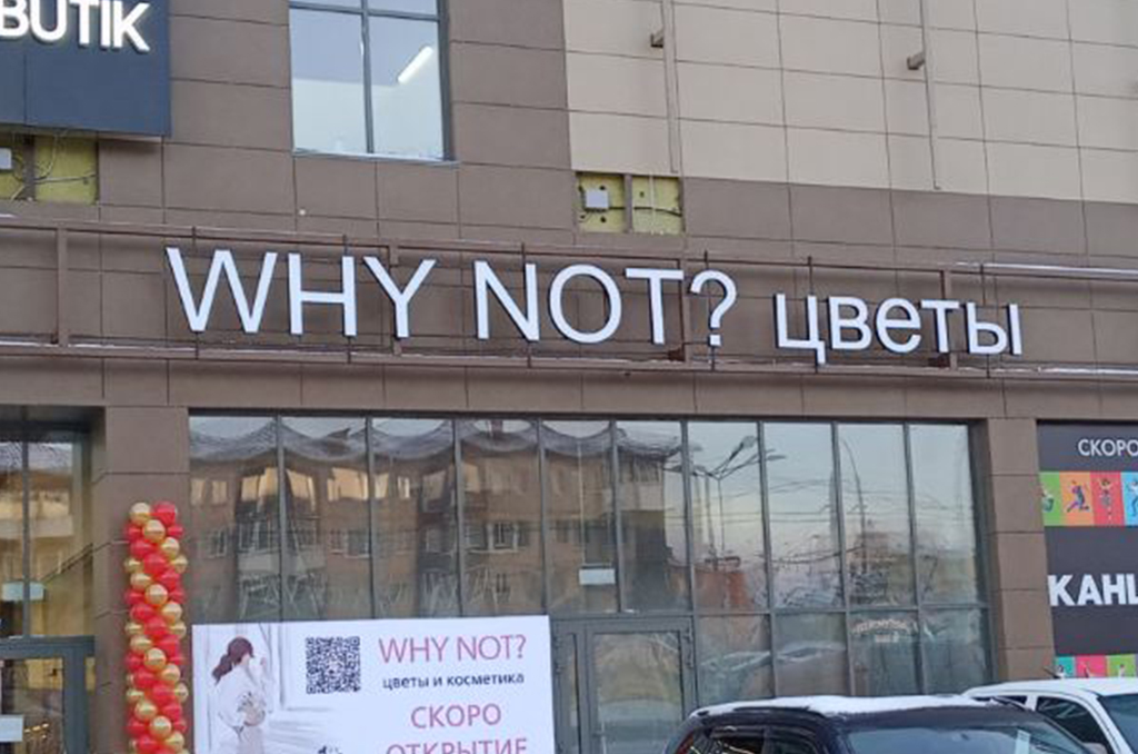 Световая вывеска для магазина цветов "WHY NOT"